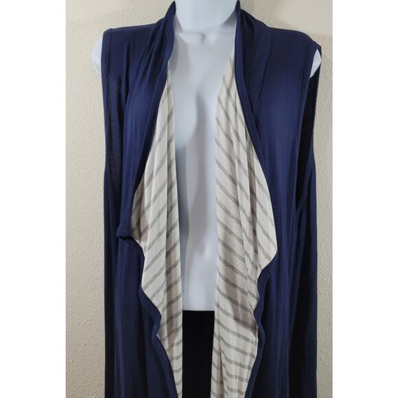 Paisley Grace Blue Draped Front Cardigan Duster 3XL Lightweight Flowy Stretchy - Picture 5 of 5